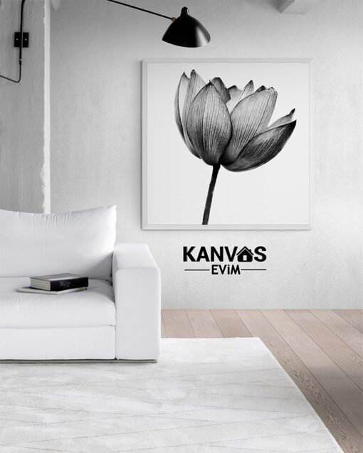 Siyah Beyaz Sade Cicek Kanvas Tablo Kanvas Evim 5