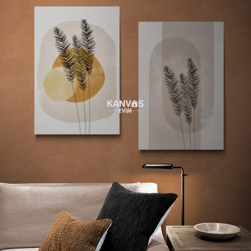 Bugday Basaklari Minimalist 2Li Set Kombin Kanvas Tuval Tablo Kanvas Evim 1