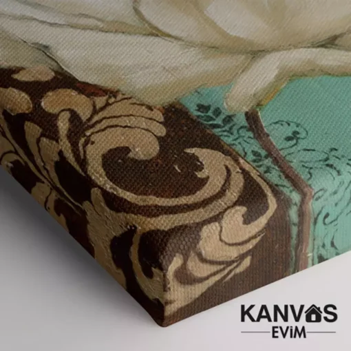 Beyaz Gelincik Cicegi Vintage Kanvas Tuval Tablo Kanvas Evim 4