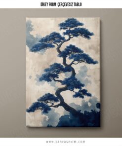 Zen Estetiği Mavi Ağaçlarla Huzur Veren Kanvas Tablo