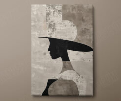 Şapkalı Kadın Silueti - Modern Minimalist Kanvas Tablo