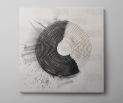 Sanatsal Siyah-Beyaz Spiral Desenli Kanvas Tablo