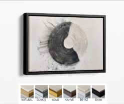 Sanatsal Siyah Beyaz Spiral Desenli Kanvas Tablo7