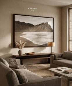 Toprak Tonlu Sahil Ve Dağlar Kanvas Tablo